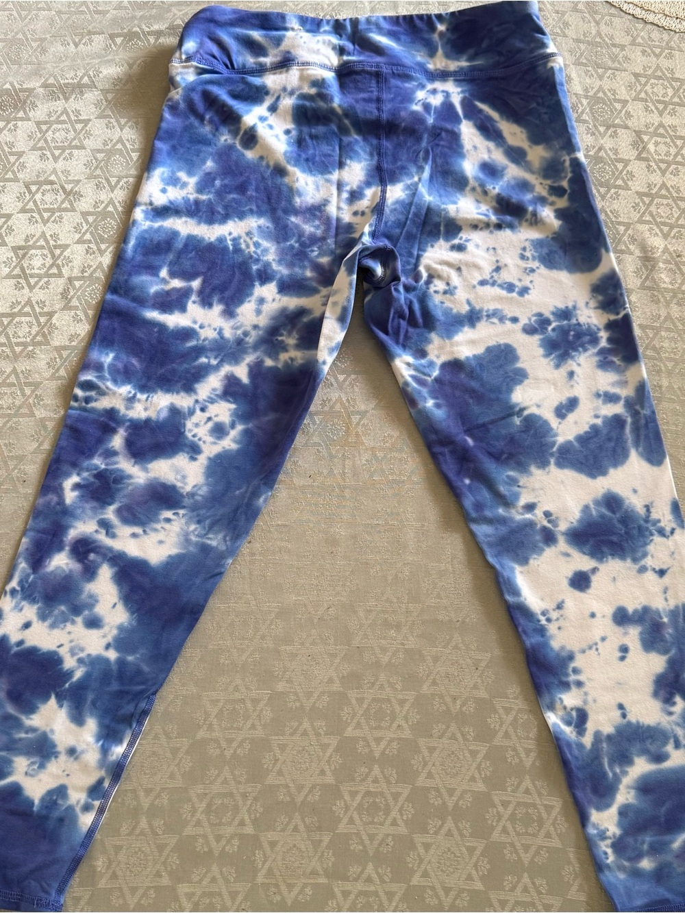 Tommy Hilfiger Sport Tie-Dye Leggings Blue White Women's L Athletic Yoga‎ Pants - Picture 3 of 6